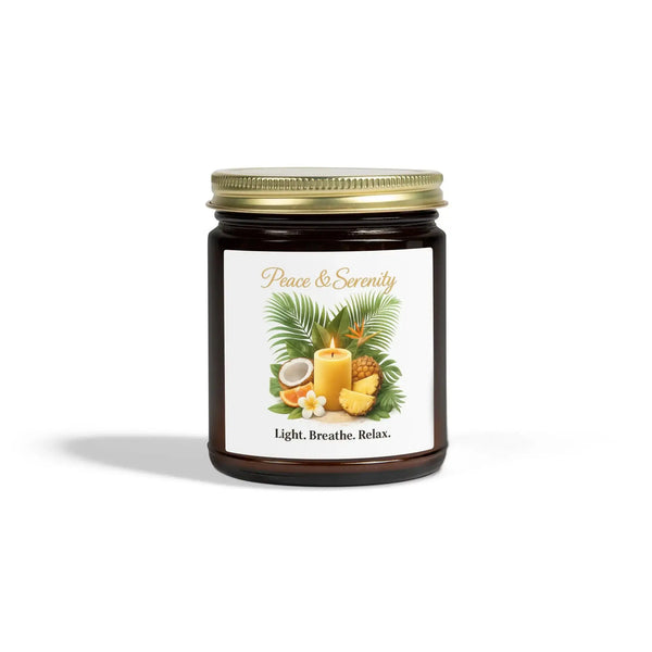 Peace & Serenity Coconut Apricot Scented Hand-Poured Candle Home Decor Golddust Capital Media