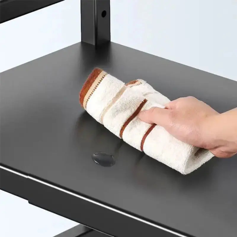 Retractable Metal Microwave Shelf with Hooks Metal Shelf Golddust Capital Media