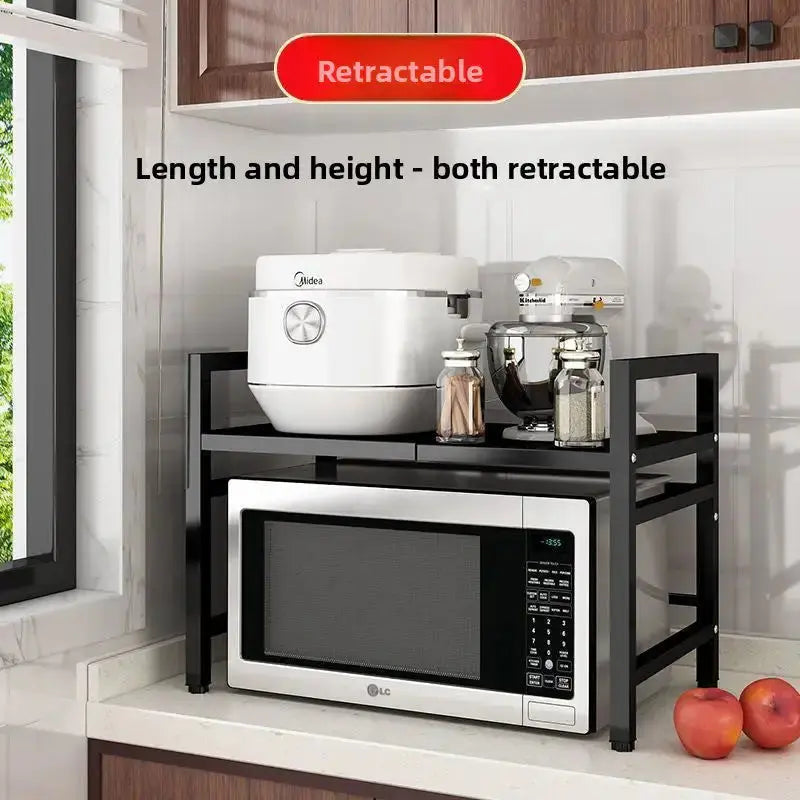 Retractable Metal Microwave Shelf with Hooks Metal Shelf Golddust Capital Media