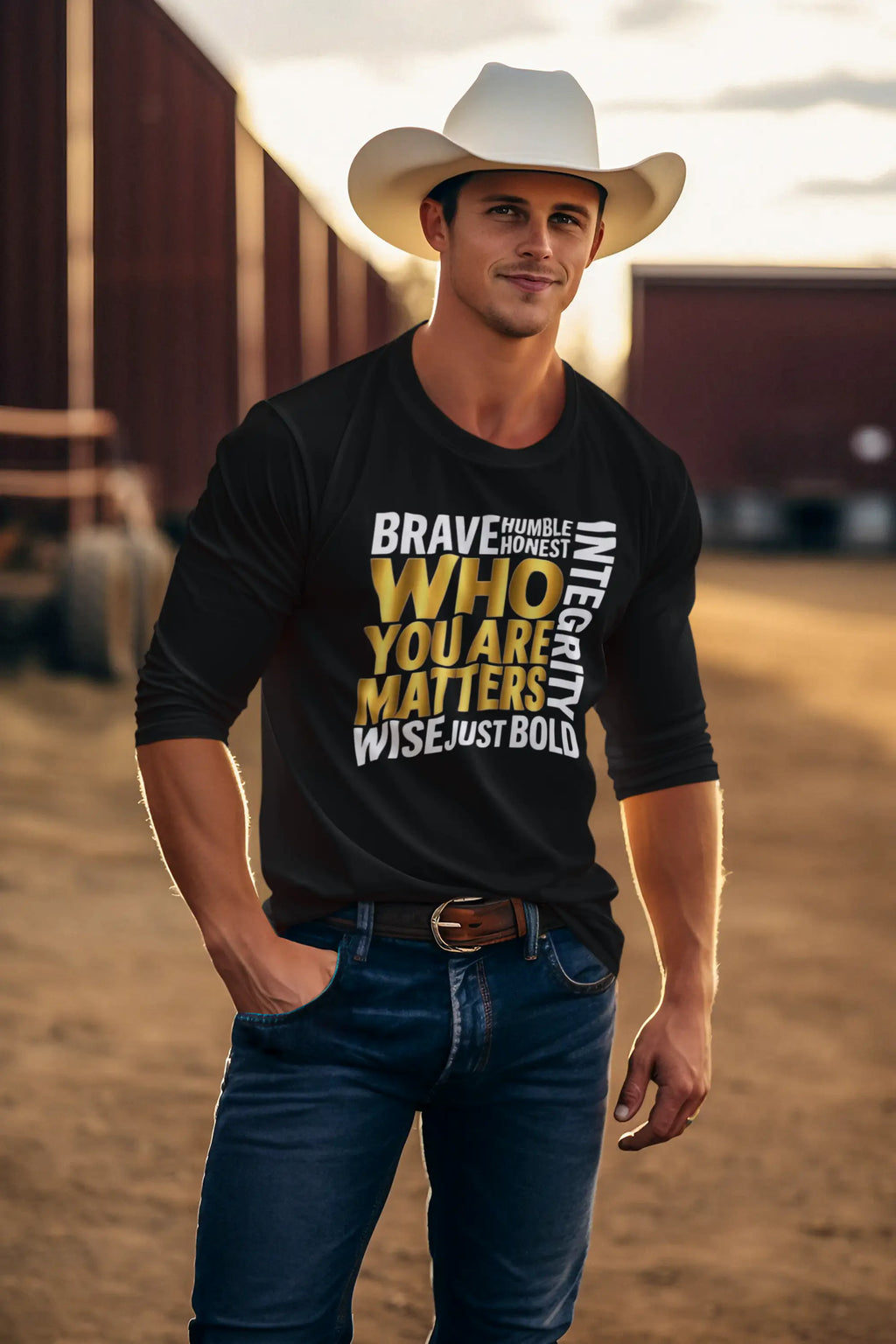 Who You Are Matters Long Sleeve Shirt | Character Integrity Kind Honest Brave Wise Bold Long-sleeve Golddust Capital Media