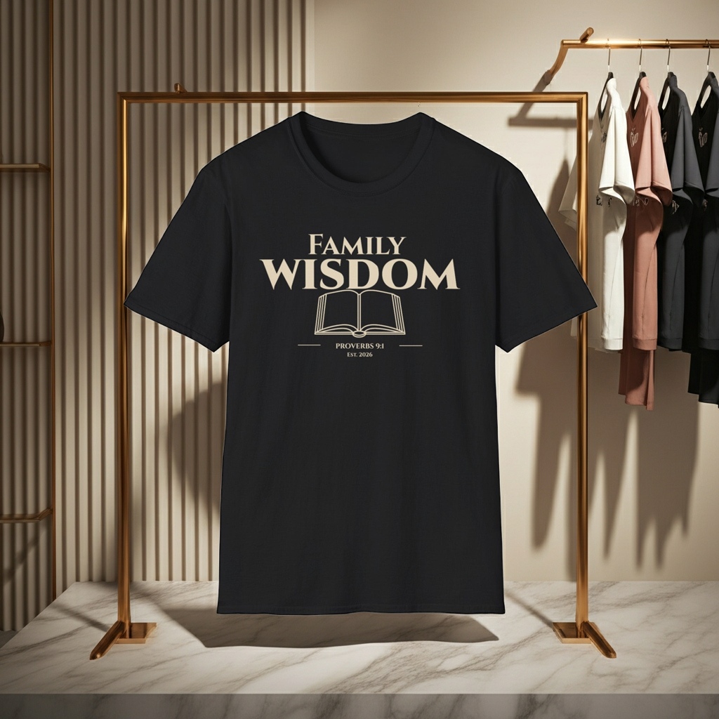 Family Wisdom Bible Verse | Proverbs 9:1 Pillars of Wisdom Tee | Faith Based Scripture Apparel for Families