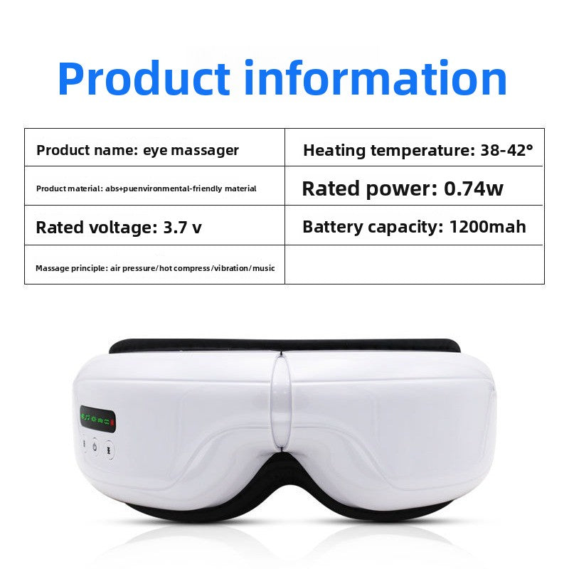 Smart Hot Compress Bluetooth Eye Massager – Air Pressure, Intelligent Heat Control & Music Playback