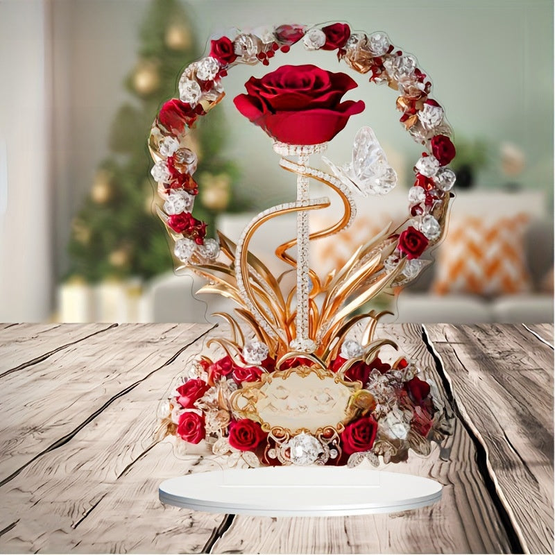 Acrylic Rose Desktop Decoration – Elegant Floral Desk Ornament for Home & Office
