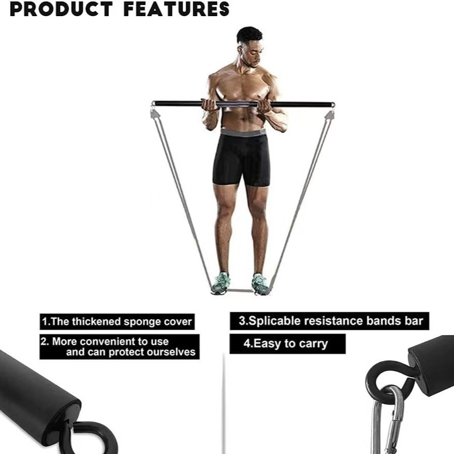 Pilates Resistance Band Push-Pull Rod Set – Home Fitness Equipment for Yoga, Stretching & Strength