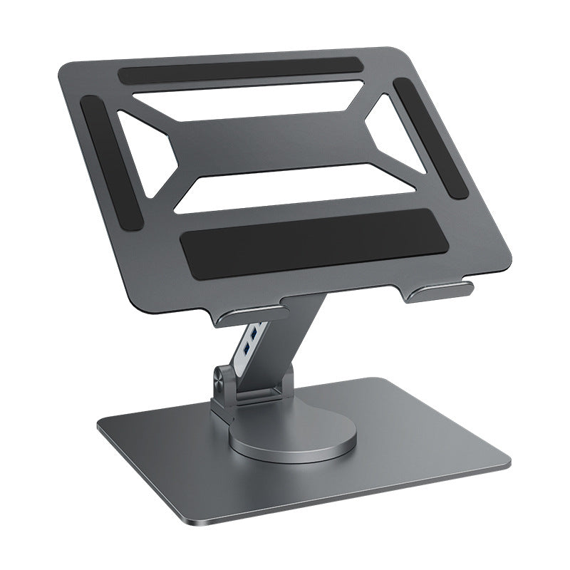 Laptop Docking Station Stand – 360° Rotating Foldable USB 3.0 Hub with Height Adjustment, Aluminum Alloy