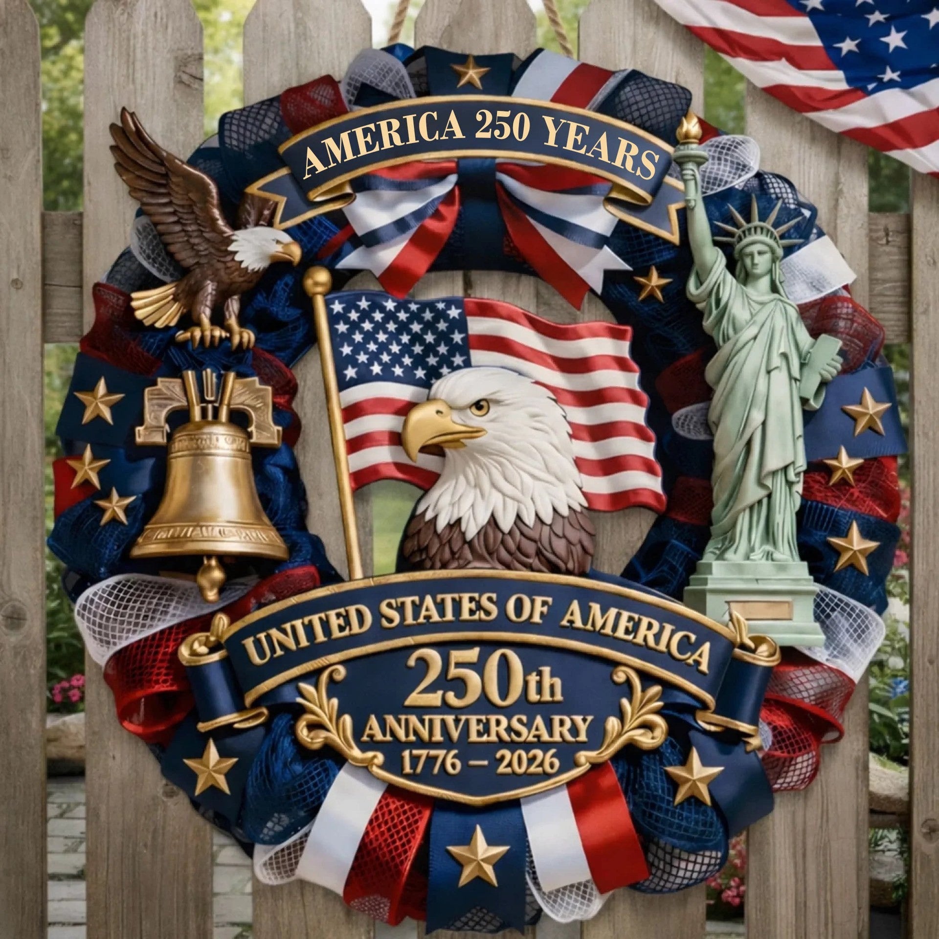 Patriotic Wooden Hanging Plaques – American Flag Wall Decor for Home, Garden & Party
