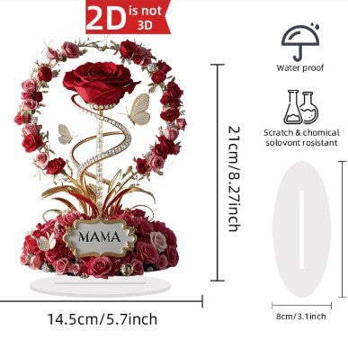 Acrylic Rose Desktop Decoration – Elegant Floral Desk Ornament for Home & Office