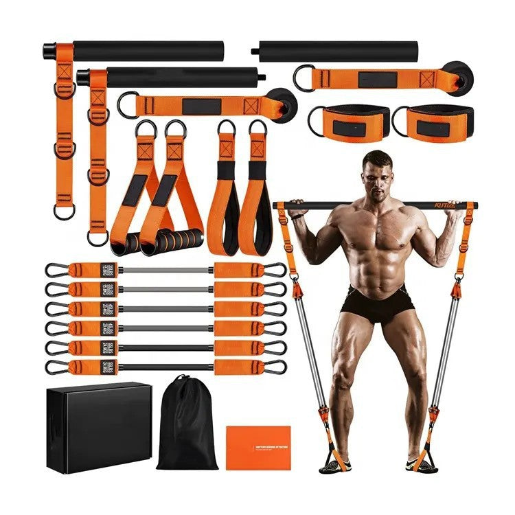 Pilates Resistance Band Push-Pull Rod Set – Home Fitness Equipment for Yoga, Stretching & Strength