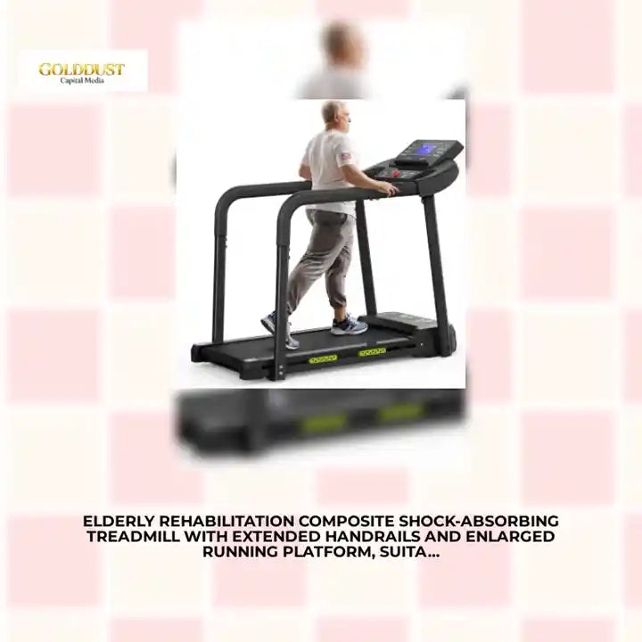 Elderly Rehabilitation Composite Shock-absorbing Treadmill With Extended Handrails And Enlarged Running Platform, Suitable For The Elderly, Load-bearing 300 Pounds, Safety Key, Easy-to-move Wheels by@Outfy