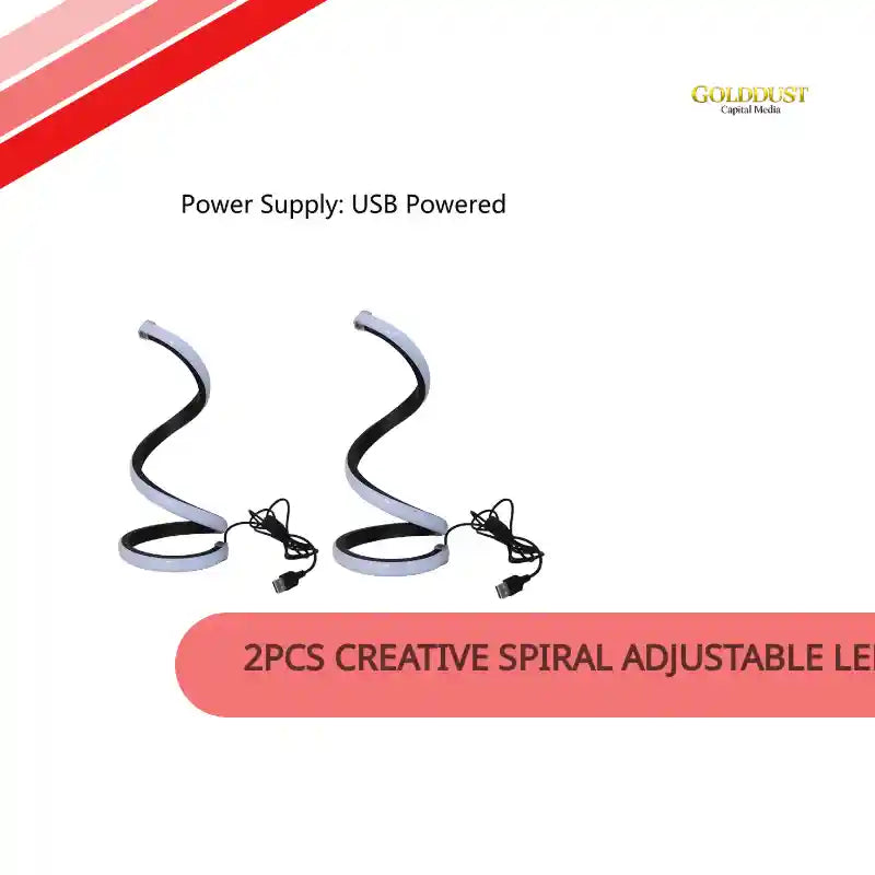 2Pcs Creative Spiral Adjustable LED Desk Lamp, Three-Color Dimming, Soft Lighting, Eye-Friendly And Comfortable, Suitable For Bedroom, Living Room, Bathroom, And Home Decor, USB-Powered by@Outfy