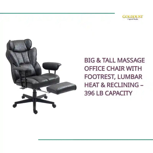Big &amp; Tall Massage Office Chair with Footrest, Lumbar Heat &amp; Reclining &ndash; 396 lb Capacity by@Outfy