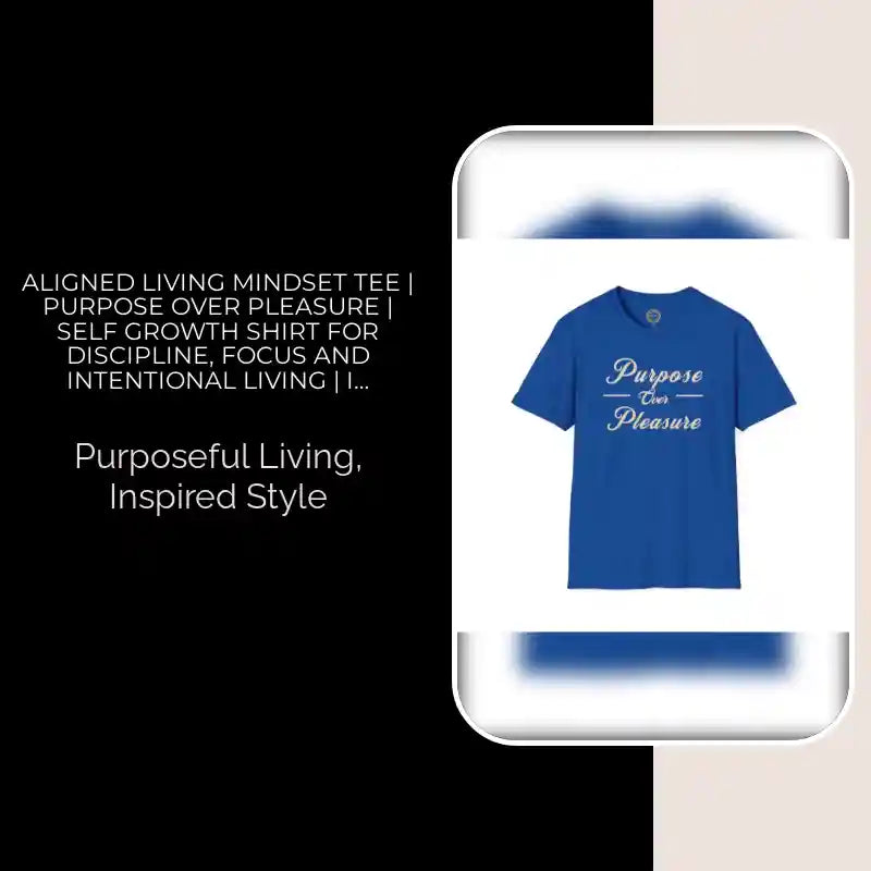 Aligned Living Mindset Tee | Purpose Over Pleasure | Self Growth Shirt for Discipline, Focus and Intentional Living | Inspirational Quote by@Outfy
