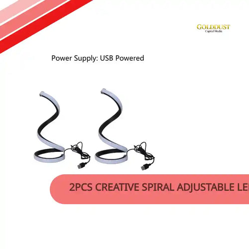 2Pcs Creative Spiral Adjustable LED Desk Lamp, Three-Color Dimming, Soft Lighting, Eye-Friendly And Comfortable, Suitable For Bedroom, Living Room, Bathroom, And Home Decor, USB-Powered by@Outfy