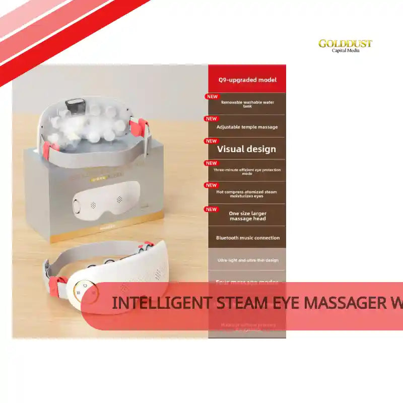 Intelligent Steam Eye Massager with Heat, Air Pressure, Vibration &amp; Bluetooth Music &ndash; Rechargeable Spa‑Grade Eye Therapy Mask by@Outfy