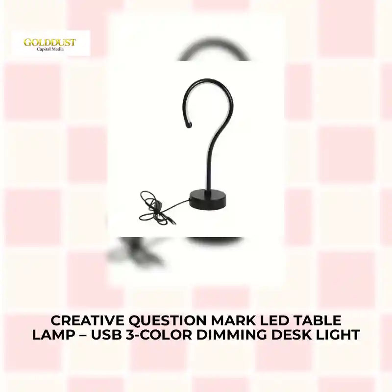 Creative Question Mark LED Table Lamp &ndash; USB 3-Color Dimming Desk Light by@Outfy