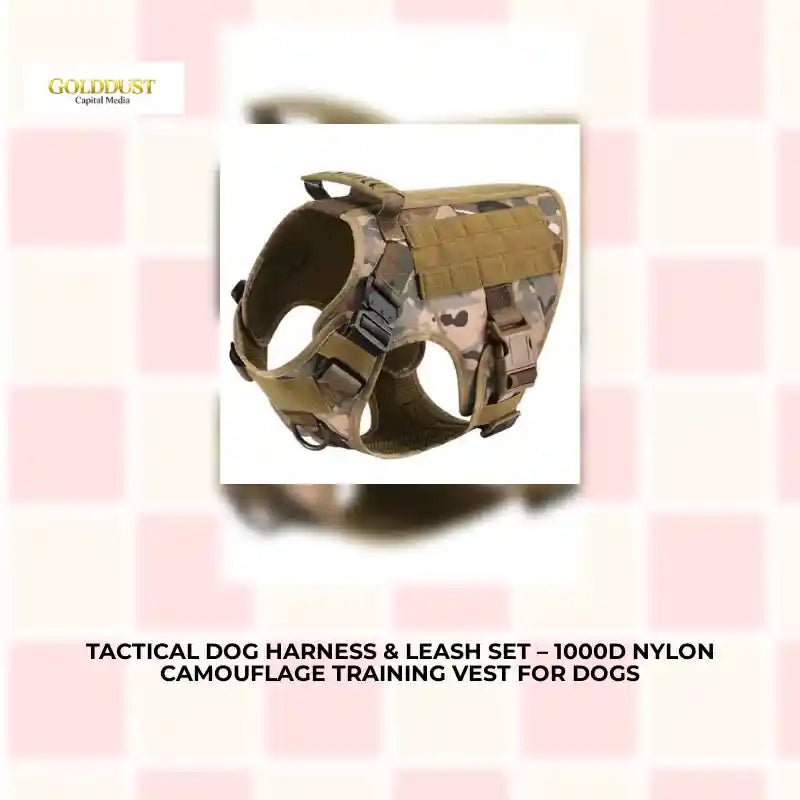 Tactical Dog Harness &amp; Leash Set &ndash; 1000D Nylon Camouflage Training Vest for Dogs by@Outfy