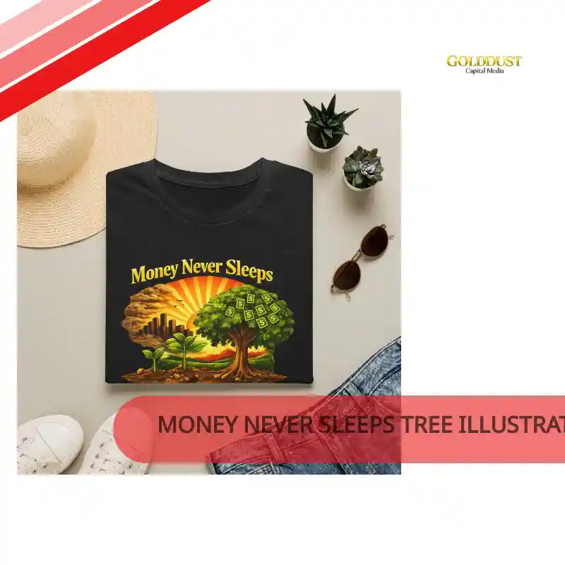 Money Never Sleeps Tree Illustration T-Shirt | Plant Seeds Today Graphic Tee by@Outfy