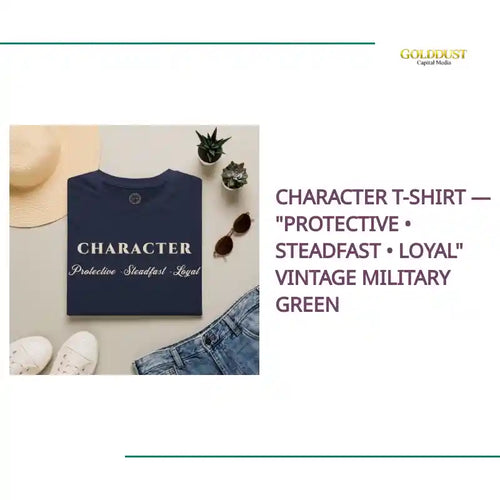 Character T-Shirt &mdash; "Protective &bull; Steadfast &bull; Loyal" Vintage Military Green by@Outfy