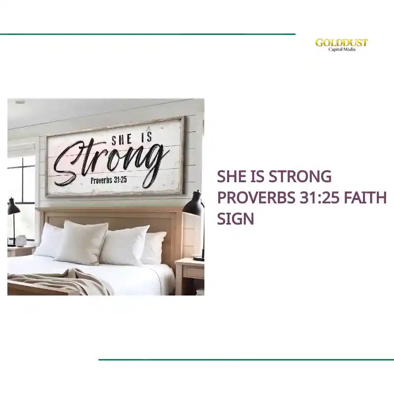 She Is Strong Proverbs 31:25 Faith Sign by@Outfy