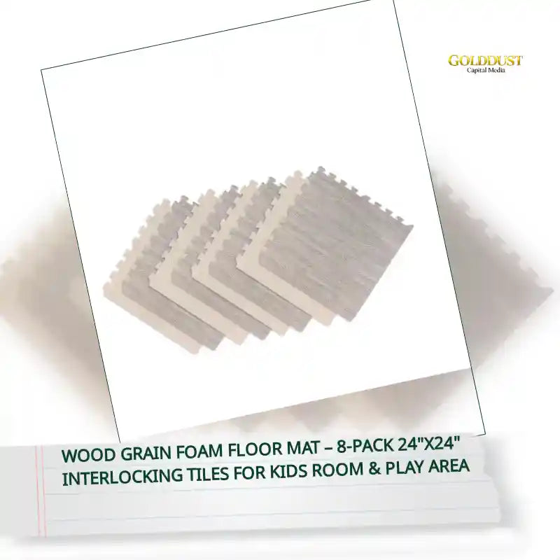 Wood Grain Foam Floor Mat &ndash; 8-Pack 24"x24" Interlocking Tiles for Kids Room &amp; Play Area by@Outfy