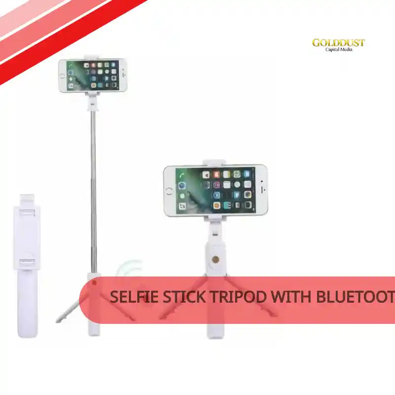 Selfie Stick Tripod with Bluetooth Remote Foldable Phone Stand Adjustable Desktop Cell Phone Holder for iPhone Samsung Travel and Content Creation by@Outfy