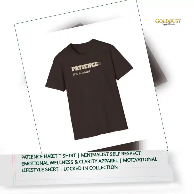 PATIENCE Habit T Shirt | Minimalist Self Respect| Emotional Wellness &amp; Clarity Apparel | Motivational Lifestyle Shirt | Locked In Collection by@Outfy