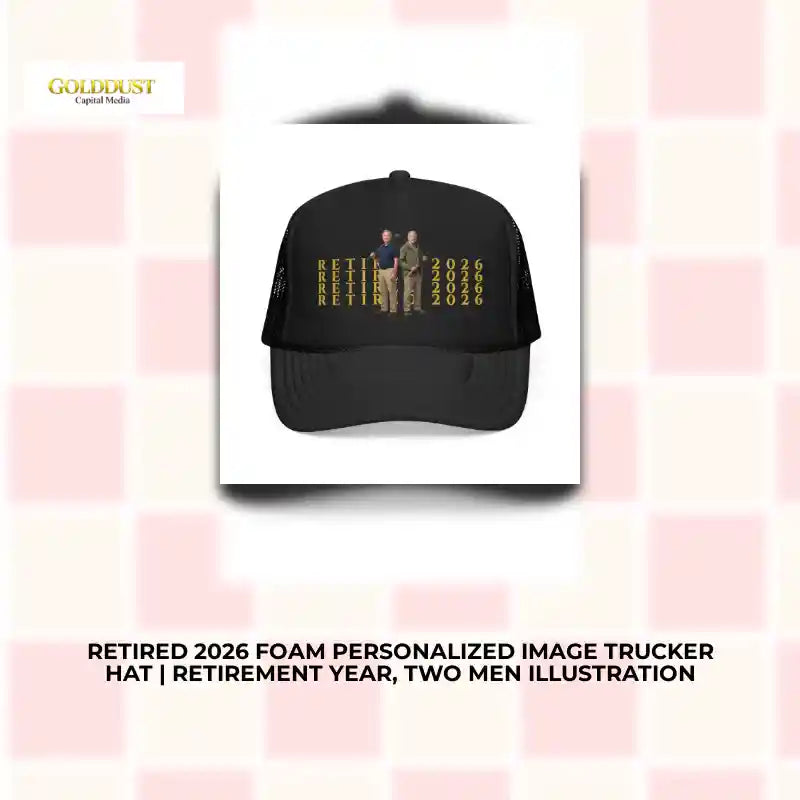Retired 2026 Foam Personalized Image Trucker Hat | Retirement Year, Two Men Illustration by@Outfy