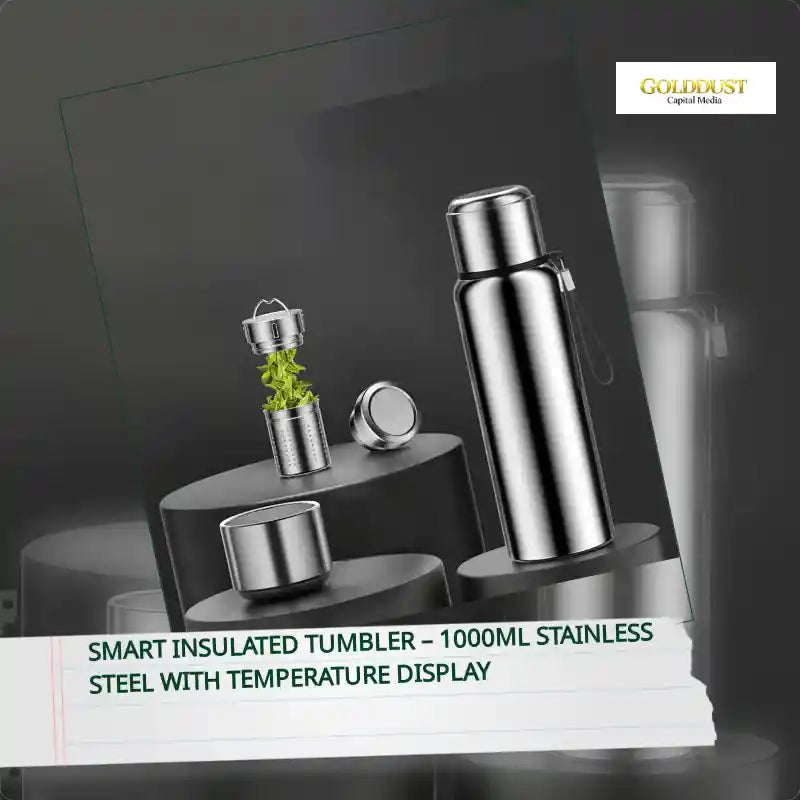 Smart Insulated Tumbler &ndash; 1000ml Stainless Steel with Temperature Display by@Outfy