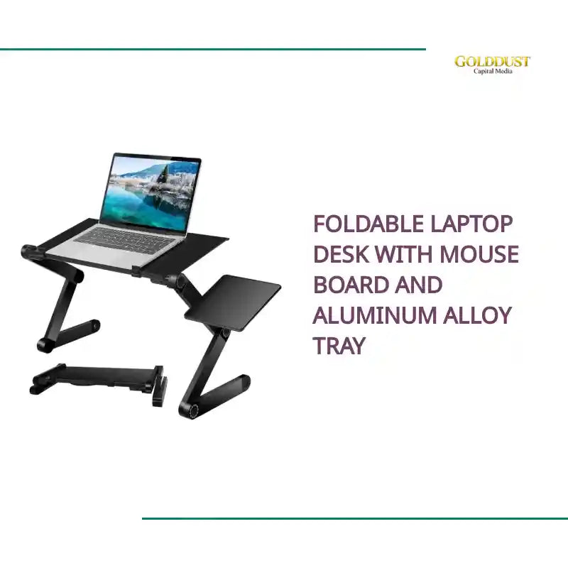 Foldable Laptop Desk With Mouse Board And Aluminum Alloy Tray by@Outfy