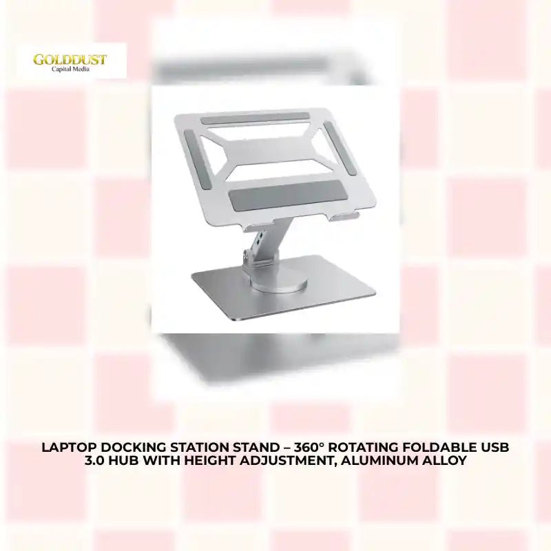 Laptop Docking Station Stand &ndash; 360&deg; Rotating Foldable USB 3.0 Hub with Height Adjustment, Aluminum Alloy by@Outfy