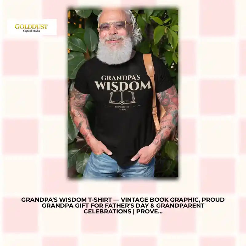 Grandpa's Wisdom T-Shirt &mdash; Vintage Book Graphic, Proud Grandpa Gift for Father's Day & Grandparent Celebrations | Proverbs 17:6) by@Outfy