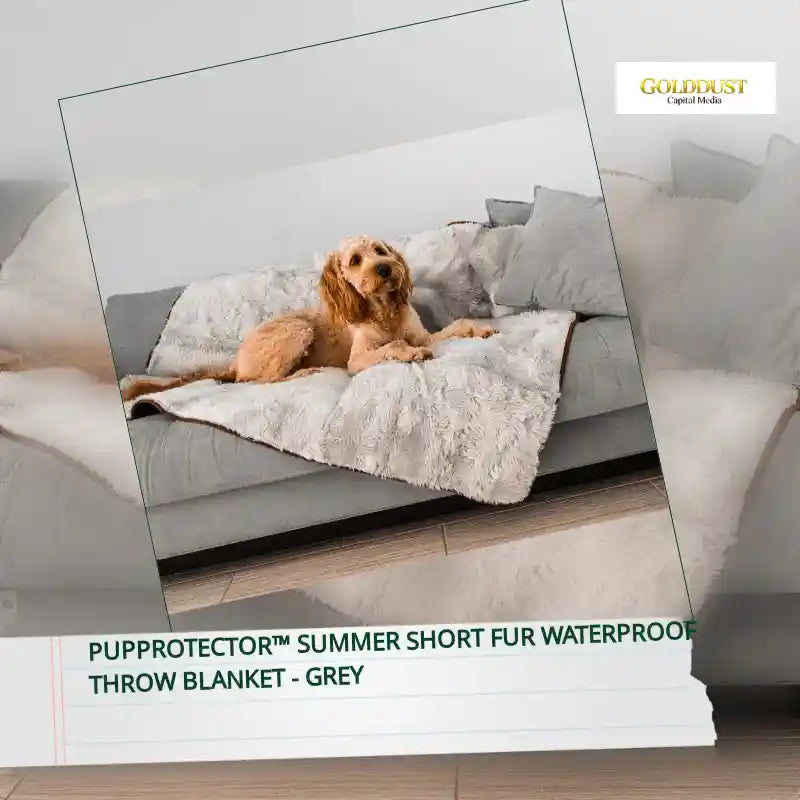 PupProtector&trade; Summer Short Fur Waterproof Throw Blanket - Grey by@Outfy