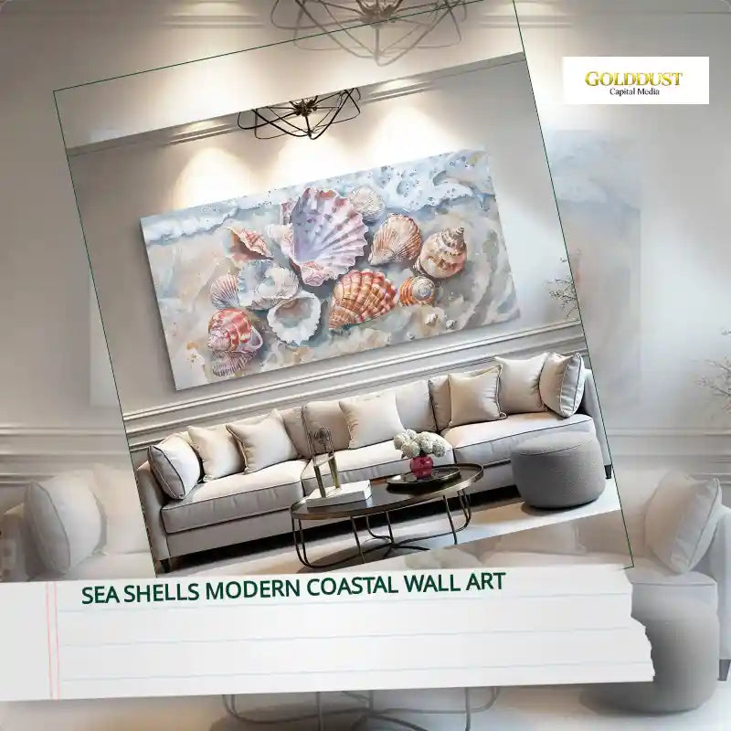 Sea Shells Modern Coastal Wall Art by@Outfy