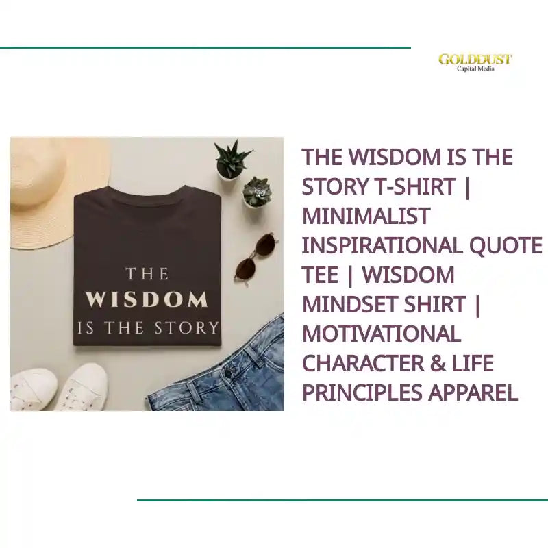 The Wisdom Is The Story T‑Shirt | Minimalist Inspirational Quote Tee | Wisdom Mindset Shirt | Motivational Character &amp; Life Principles Apparel by@Outfy