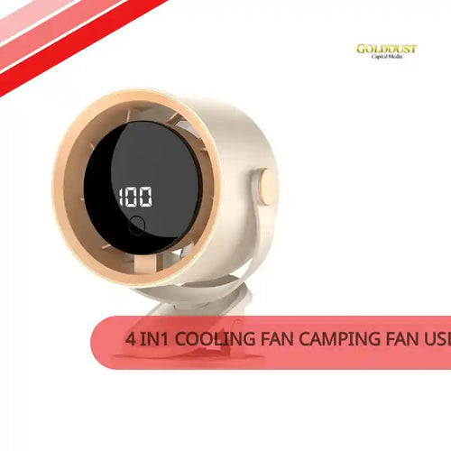 4 In1 Cooling Fan Camping Fan USB Rechargeable Foldable Clip Desk Fan 360 Adjustable 1-100 Speeds Wtih LED by@Outfy