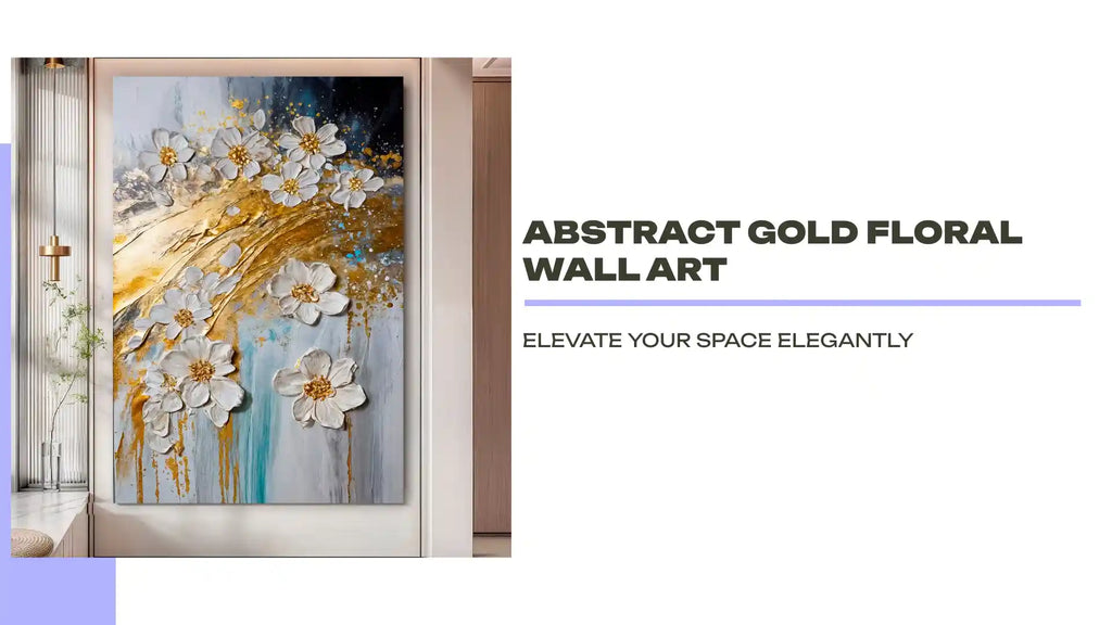 Abstract Gold Floral Wall Art by@Outfy