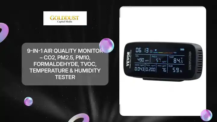 9-in-1 Air Quality Monitor &ndash; CO2, PM2.5, PM10, Formaldehyde, TVOC, Temperature &amp; Humidity Tester by@Outfy