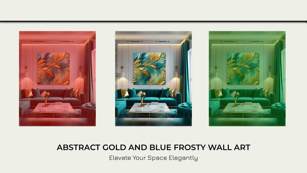 Abstract Gold And Blue Frosty Wall Art by@Outfy