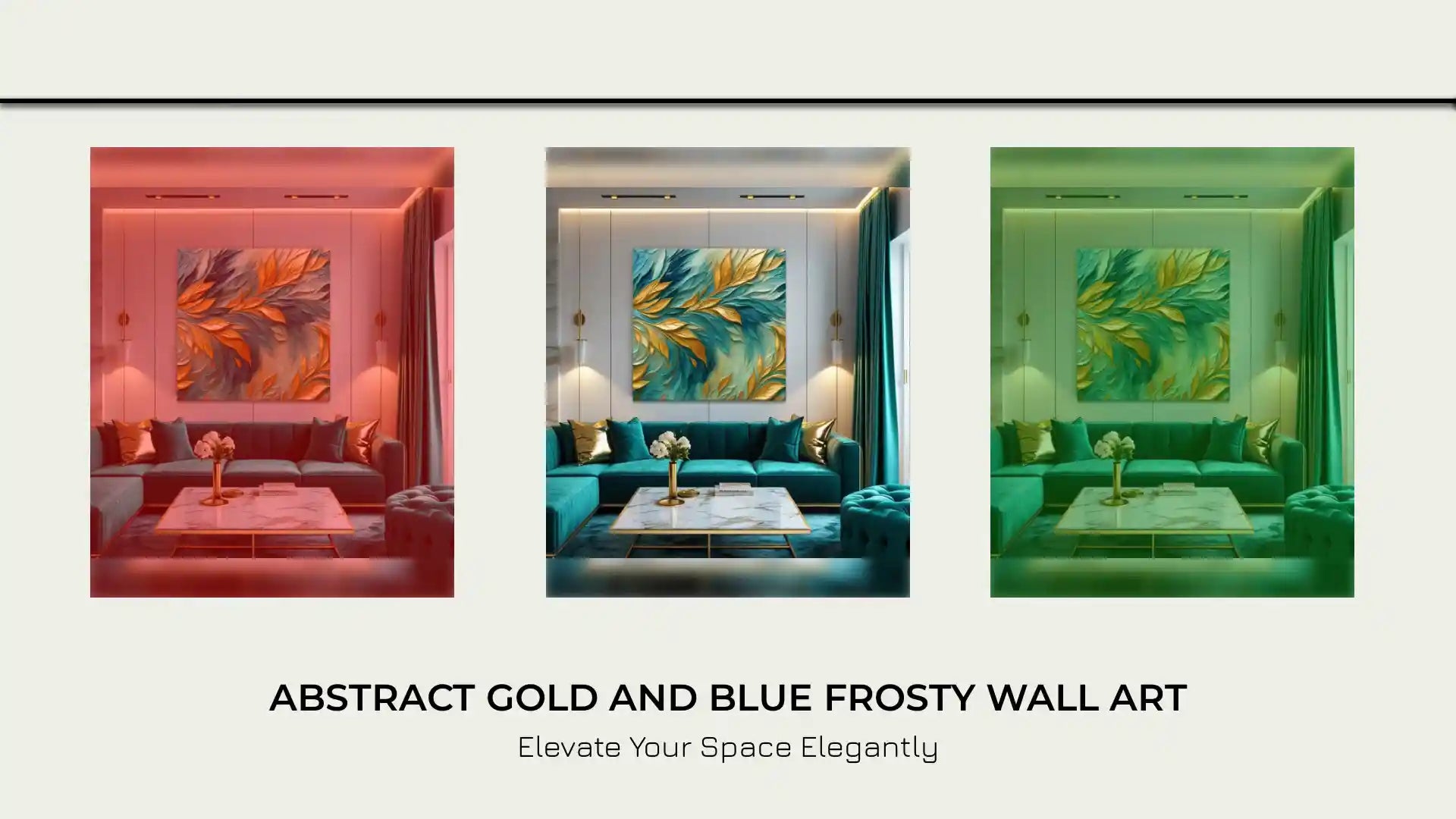 Abstract Gold And Blue Frosty Wall Art by@Outfy