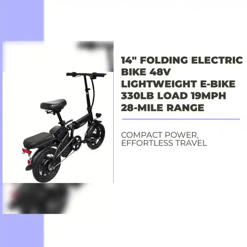 14" Folding Electric Bike 48V Lightweight E-Bike 330LB Load 19MPH 28-Mile Range by@Outfy