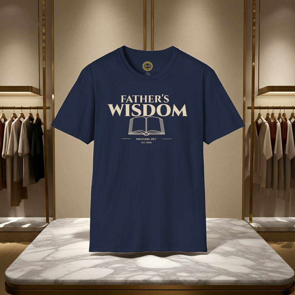 Fathers Wisdom Bible Verse T-Shirt | Proverbs 20:7 Christian Scripture Gift for Dad | Religious Scripture Tee | Godly Legacy Shirt
